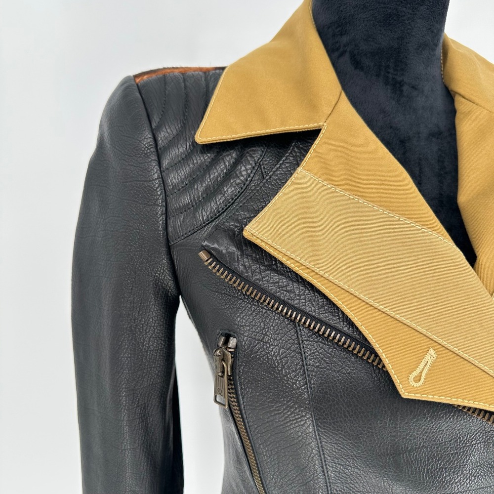 Alexander McQueen Black Nappa Leather Leopard Moto Jacket Italy‎ 38 US 2 Luxury - Picture 4 of 16